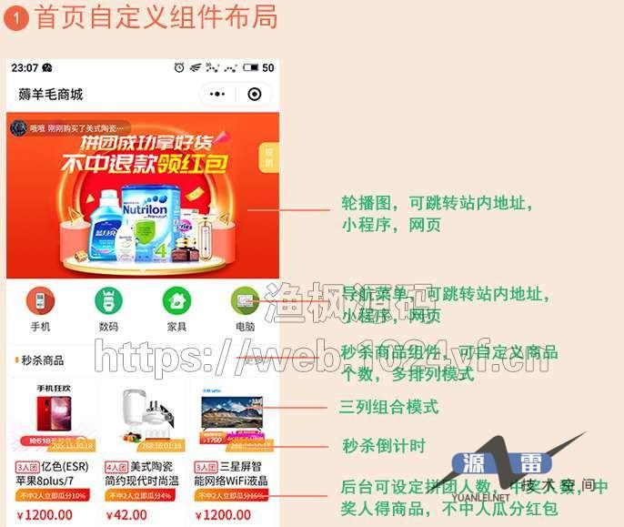 薅羊毛拼团商城V1.1.7多开版+前端