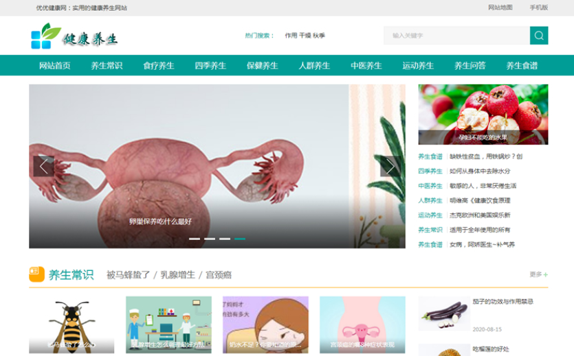 帝国CMS《养生健康》模板养生网站源码模板健康模板养生资讯优化版