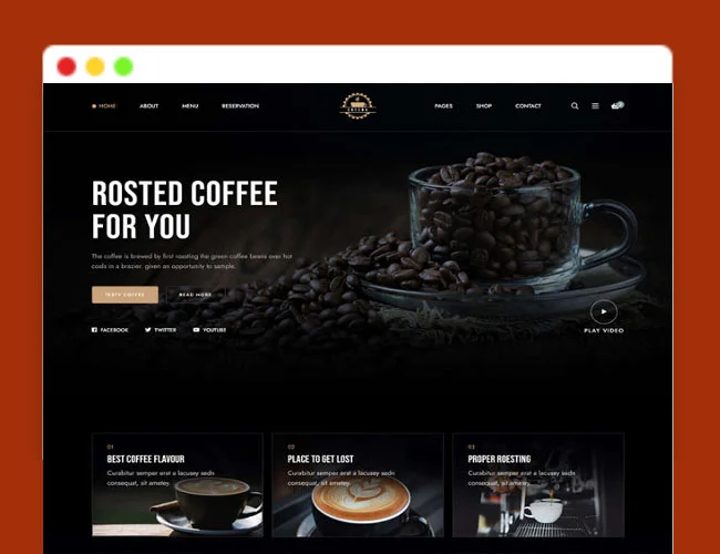 A1863咖啡奶茶店铺HTML5电商响应式模板专为咖啡店、咖啡吧、自助餐厅，奶茶饮品等网站设计