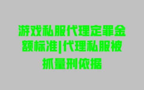 游戏私服代理定罪金额标准|代理私服被抓量刑依据
