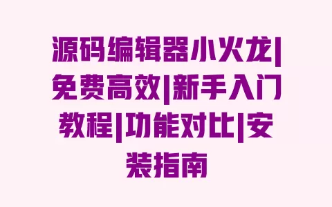源码编辑器小火龙|免费高效|新手入门教程|功能对比|安装指南