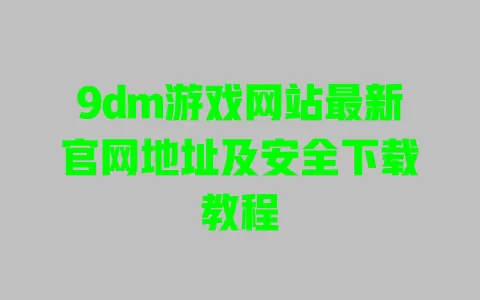 9dm游戏网站最新官网地址及安全下载教程