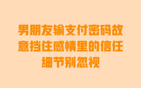 男朋友输支付密码故意挡住感情里的信任细节别忽视