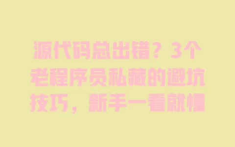 源代码总出错？3个老程序员私藏的避坑技巧，新手一看就懂
