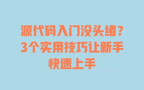 源代码入门没头绪？3个实用技巧让新手快速上手