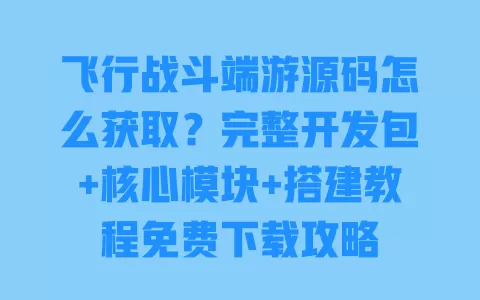 飞行战斗端游源码怎么获取？完整开发包+核心模块+搭建教程免费下载攻略