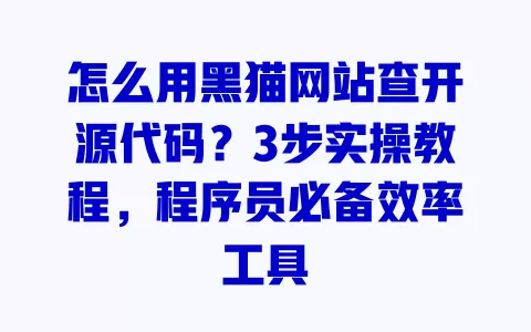 怎么用黑猫网站查开源代码？3步实操教程，程序员必备效率工具