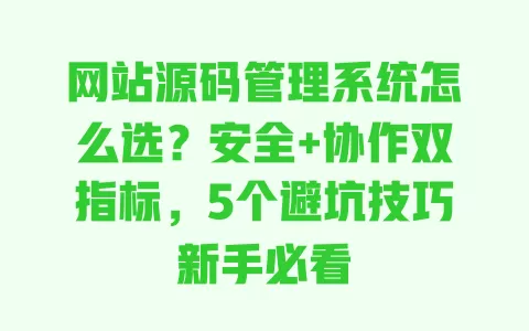 网站源码管理系统怎么选？安全+协作双指标，5个避坑技巧新手必看