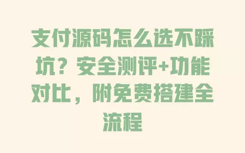 支付源码怎么选不踩坑？安全测评+功能对比，附免费搭建全流程