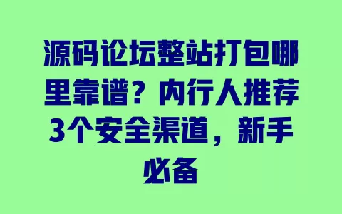 源码论坛整站打包哪里靠谱?内行人推荐3个安全渠道,新手必备