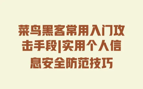 菜鸟黑客常用入门攻击手段|实用个人信息安全防范技巧