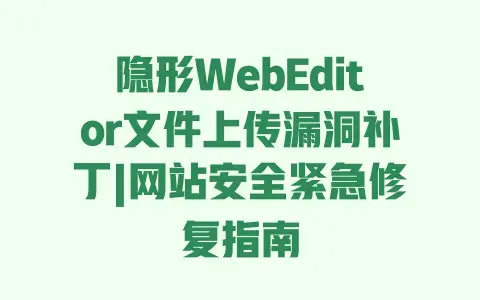 隐形WebEditor文件上传漏洞补丁|网站安全紧急修复指南