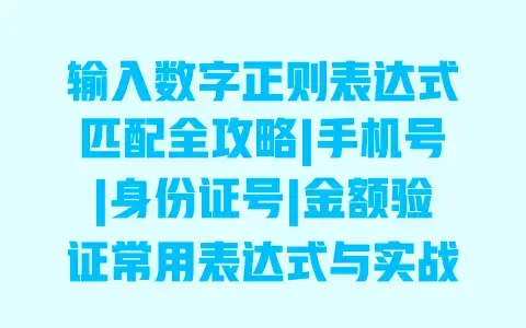 输入数字正则表达式匹配全攻略|手机号|身份证号|金额验证常用表达式与实战技巧