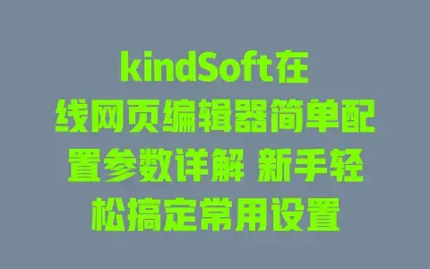 kindSoft在线网页编辑器简单配置参数详解新手轻松搞定常用设置