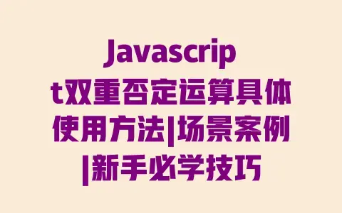 Javascript双重否定运算具体使用方法|场景案例|新手必学技巧