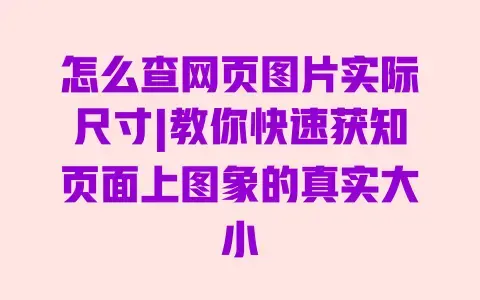 怎么查网页图片实际尺寸|教你快速获知页面上图象的真实大小
