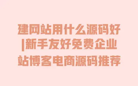 建网站用什么源码好|新手友好免费企业站博客电商源码推荐