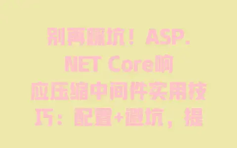 别再踩坑！ASP.NETCore响应压缩中间件实用技巧：配置+避坑，提升接口速度