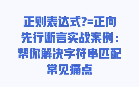 正则表达式?=正向先行断言实战案例：帮你解决字符串匹配常见痛点