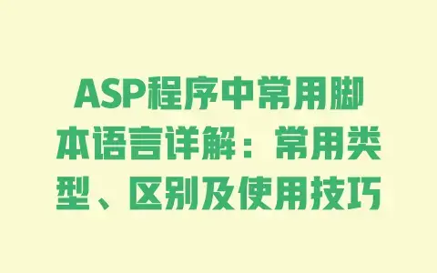 ASP程序中常用脚本语言详解：常用类型、区别及使用技巧