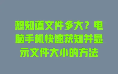 想知道文件多大？电脑手机快速获知并显示文件大小的方法