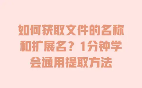 如何获取文件的名称和扩展名？1分钟学会通用提取方法