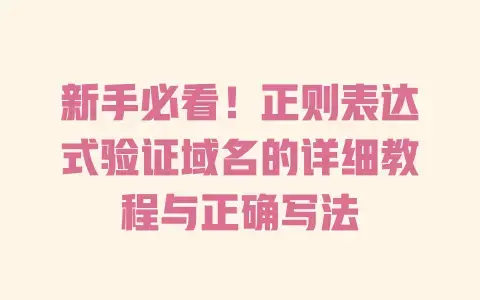 新手必看！正则表达式验证域名的详细教程与正确写法
