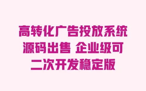 高转化广告投放系统源码出售企业级可二次开发稳定版