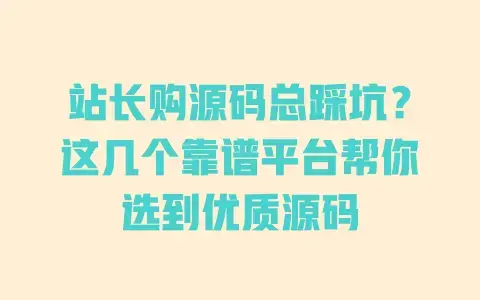 站长购源码总踩坑？这几个靠谱平台帮你选到优质源码