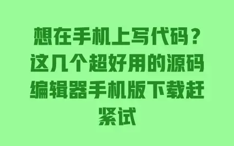 想在手机上写代码？这几个超好用的源码编辑器手机版下载赶紧试